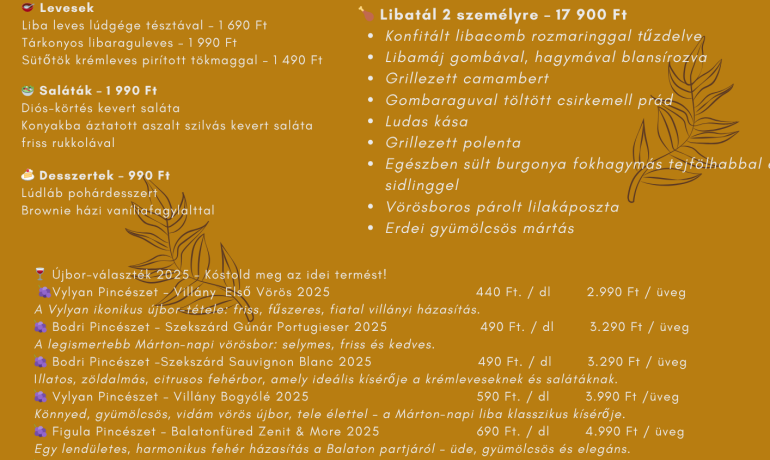 🦆 Márton-napi vacsoraest a Stella Rose Étteremben